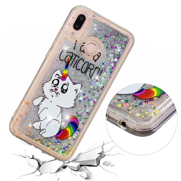 Embossment Pattern Quicksand TPU Back Phone Cover for Samsung Galaxy M20 - Cat Unicorn-5