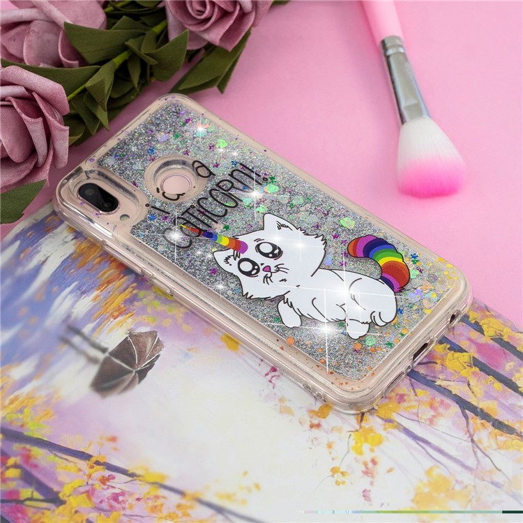 Embossment Pattern Quicksand TPU Back Phone Cover for Samsung Galaxy M20 - Cat Unicorn-6