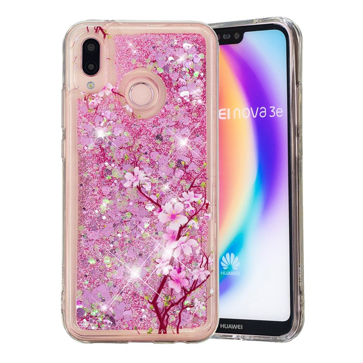 Embossment Pattern Quicksand TPU Back Phone Cover for Samsung Galaxy M20 - Peach Blossom-2