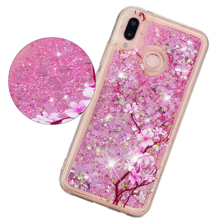 Embossment Pattern Quicksand TPU Back Phone Cover for Samsung Galaxy M20 - Peach Blossom-3