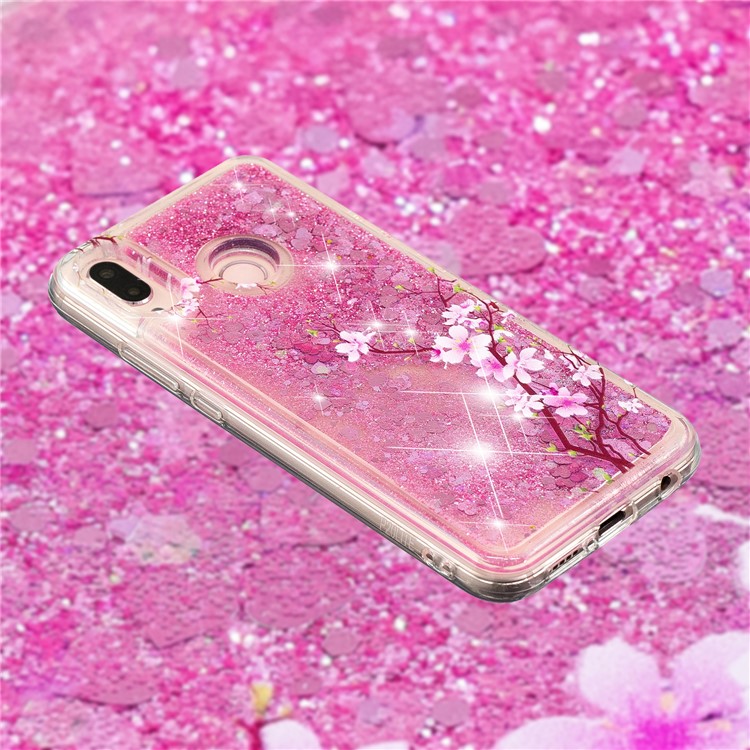Embossment Pattern Quicksand TPU Back Phone Cover for Samsung Galaxy M20 - Peach Blossom-4