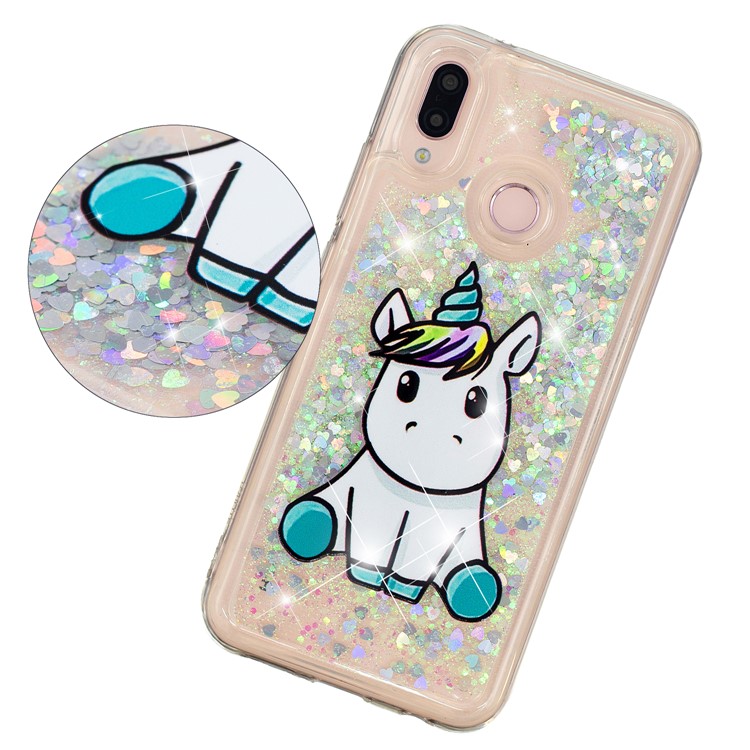 Embossment Pattern Quicksand TPU Back Phone Cover for Samsung Galaxy M20 - Cute Unicorn-3