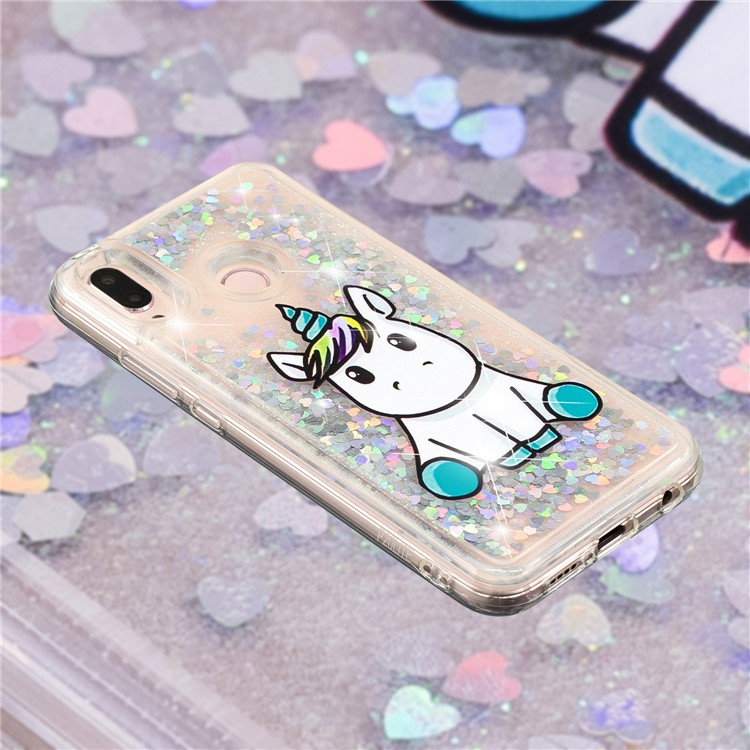 Embossment Pattern Quicksand TPU Back Phone Cover for Samsung Galaxy M20 - Cute Unicorn-4