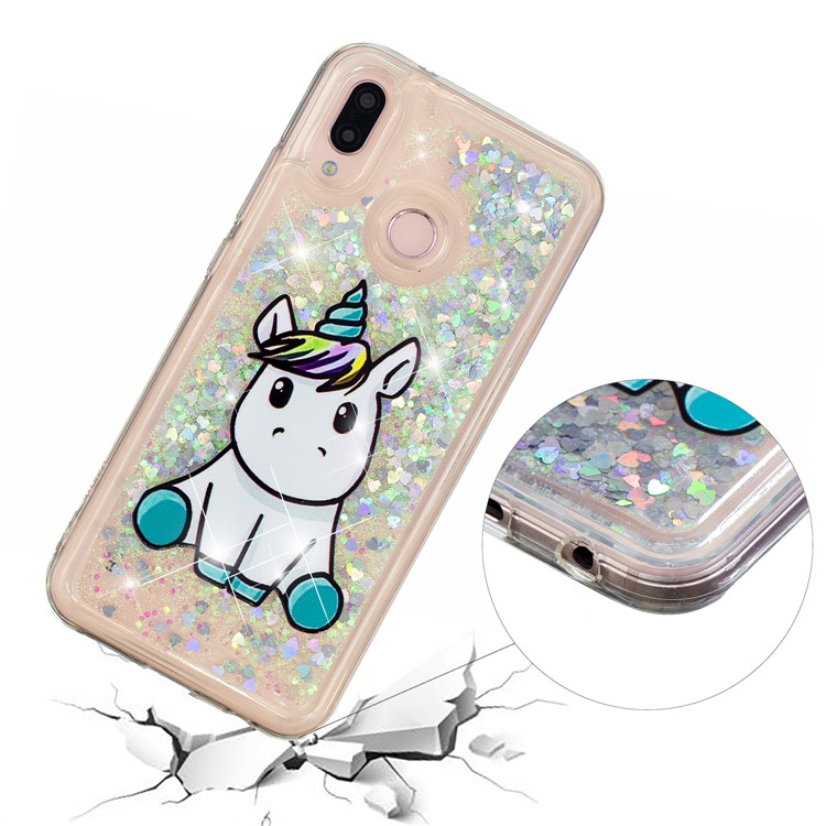 Embossment Pattern Quicksand TPU Back Phone Cover for Samsung Galaxy M20 - Cute Unicorn-5
