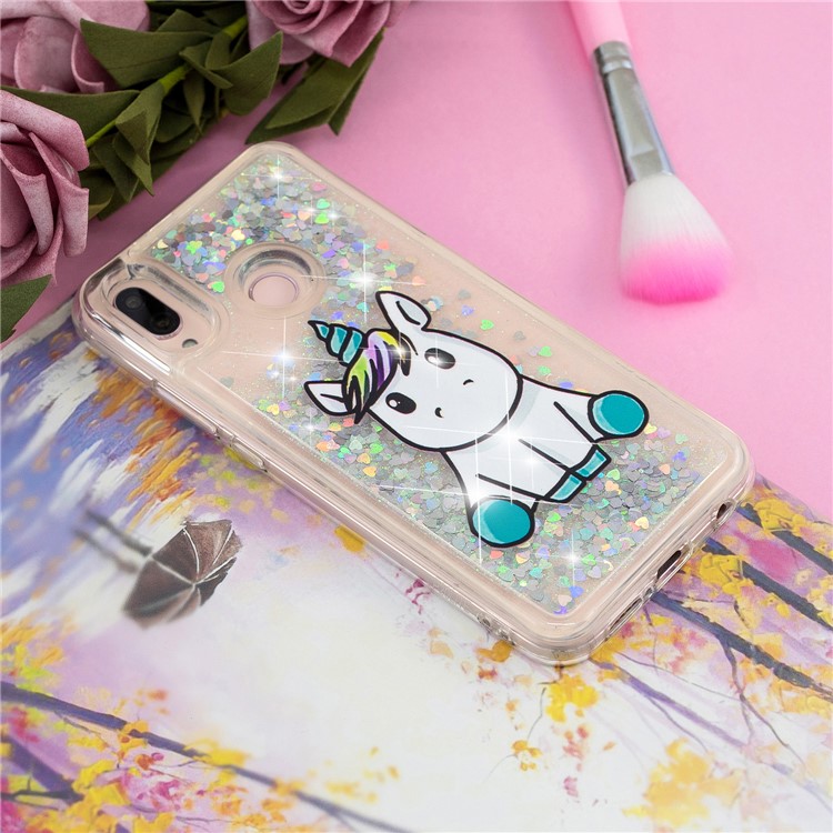 Embossment Pattern Quicksand TPU Back Phone Cover for Samsung Galaxy M20 - Cute Unicorn-6