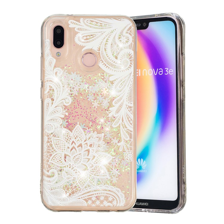 Embossment Pattern Quicksand TPU Back Phone Cover for Samsung Galaxy M20 - Lace Flower-2