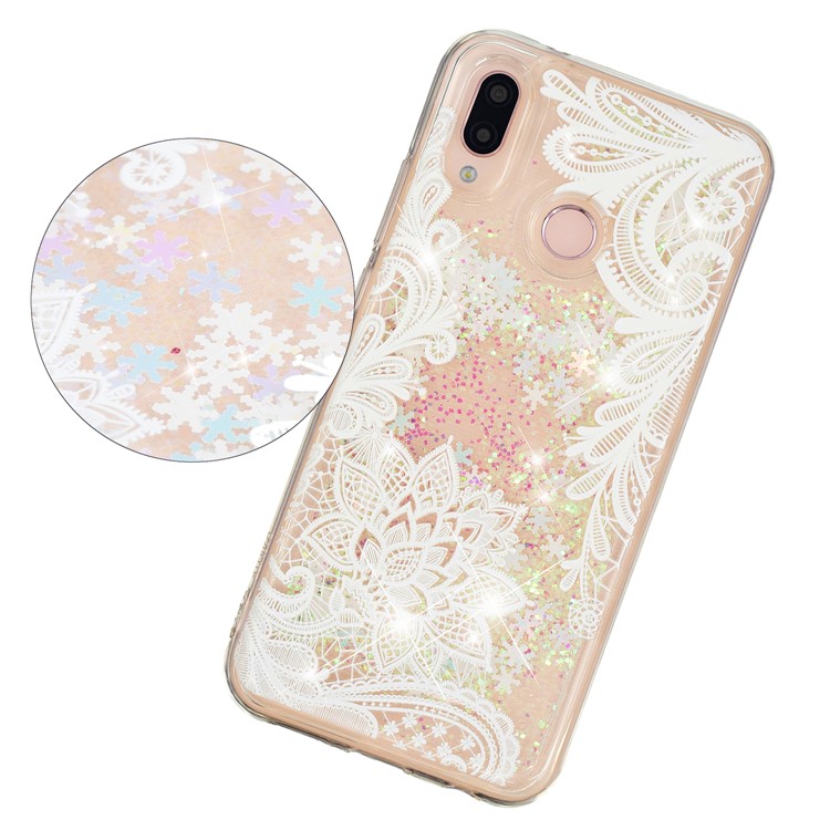 Embossment Pattern Quicksand TPU Back Phone Cover for Samsung Galaxy M20 - Lace Flower-3
