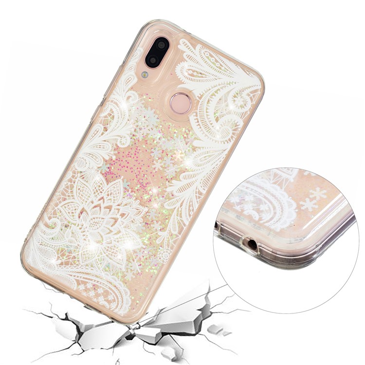 Embossment Pattern Quicksand TPU Back Phone Cover for Samsung Galaxy M20 - Lace Flower-5