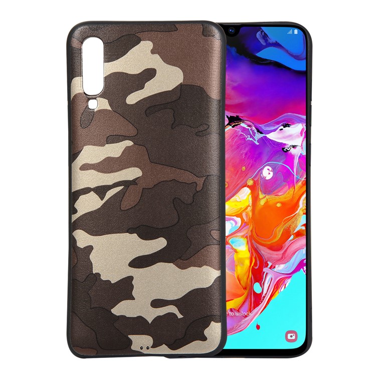 Camouflage Pattern TPU Soft Phone Cover for Samsung Galaxy A70 - Brown-1