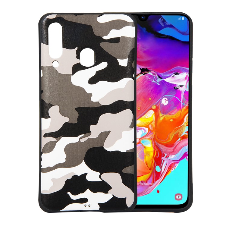 Camouflage Pattern TPU Soft Phone Cover for Samsung Galaxy A60 - White-1