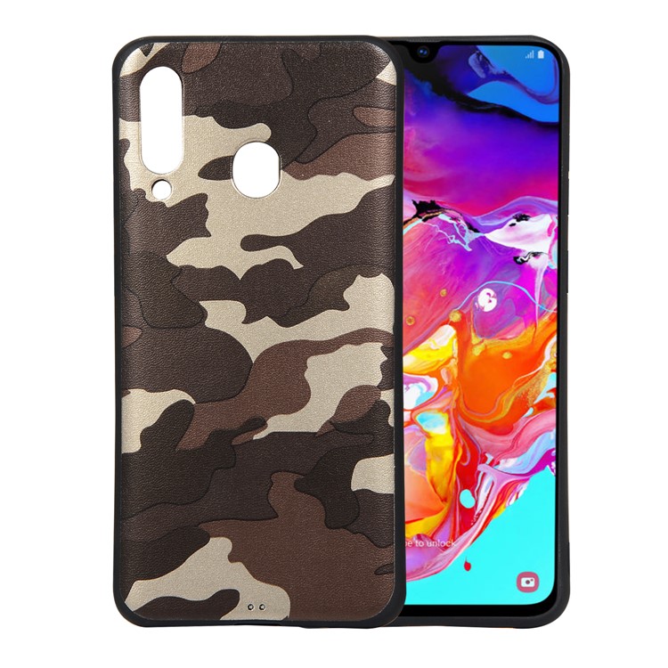 Camouflage Pattern TPU Soft Phone Cover for Samsung Galaxy A60 - Brown-1