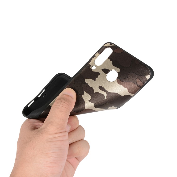 Camouflage Pattern TPU Soft Phone Cover for Samsung Galaxy A60 - Brown-4