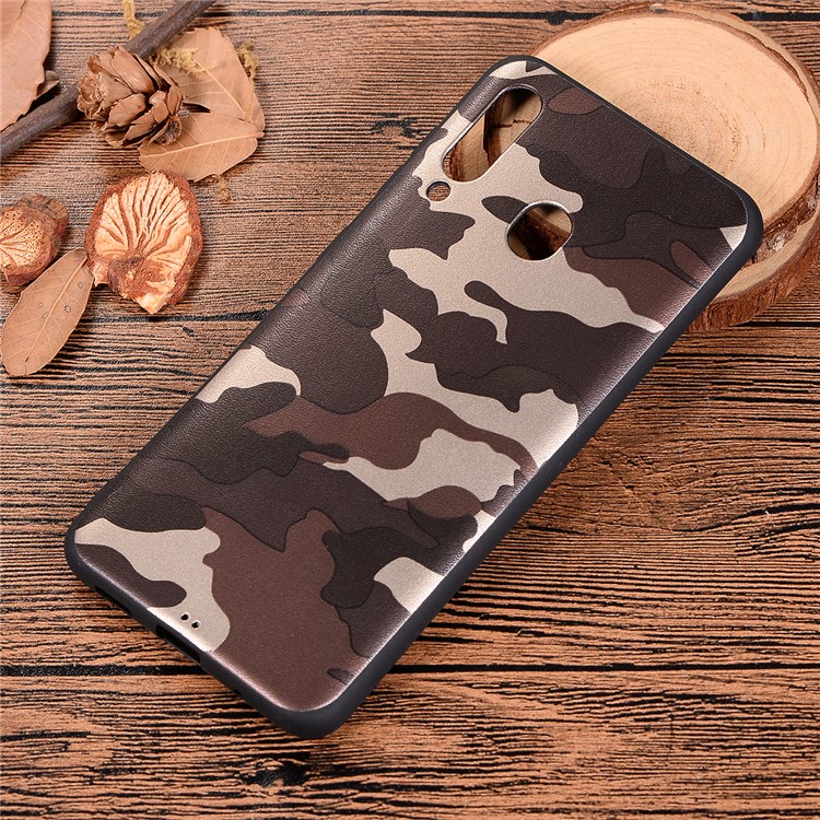 Camouflage Pattern TPU Soft Phone Cover for Samsung Galaxy A60 - Brown-5