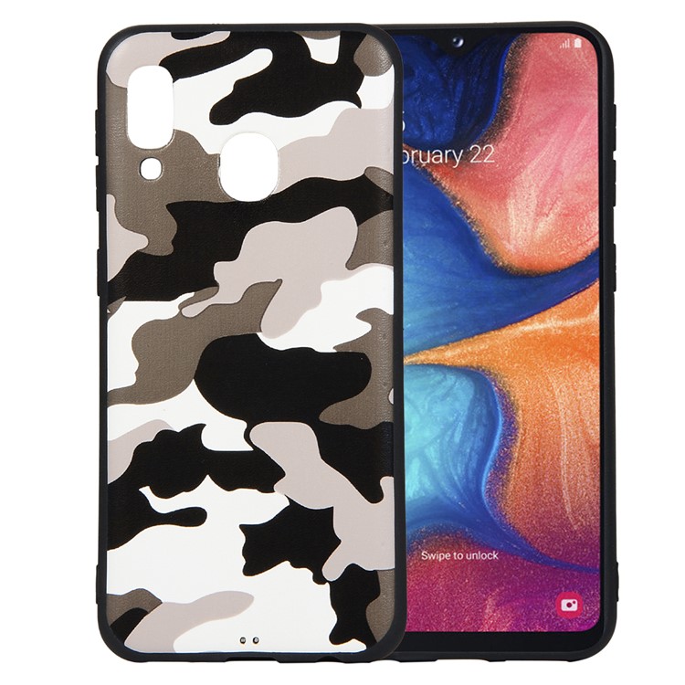 Camouflage Pattern Soft TPU Protective Back Case for Samsung Galaxy A20e - White