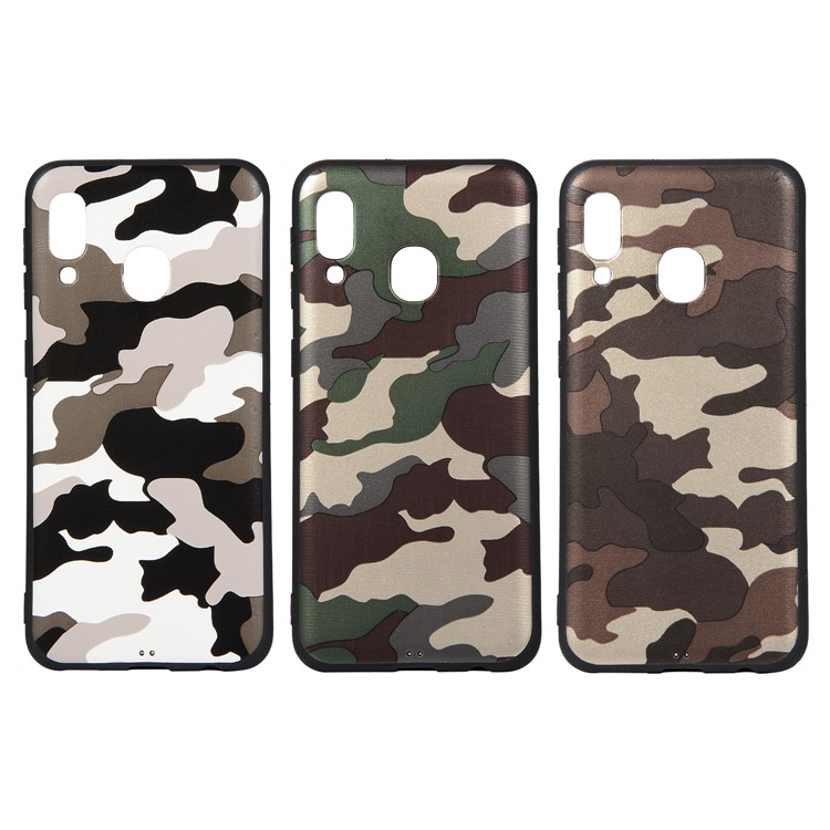Camouflage Pattern Soft TPU Protective Back Case for Samsung Galaxy A20e - White-7