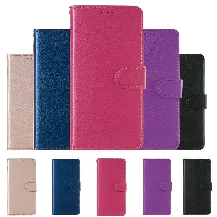 Solid Color Leather Wallet Stand Phone Case Cover for Samsung Galaxy M20 - Black-12