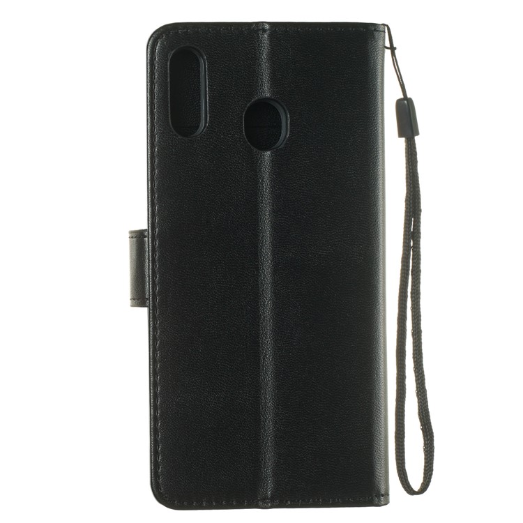 Solid Color Leather Wallet Stand Phone Case Cover for Samsung Galaxy M20 - Black-3