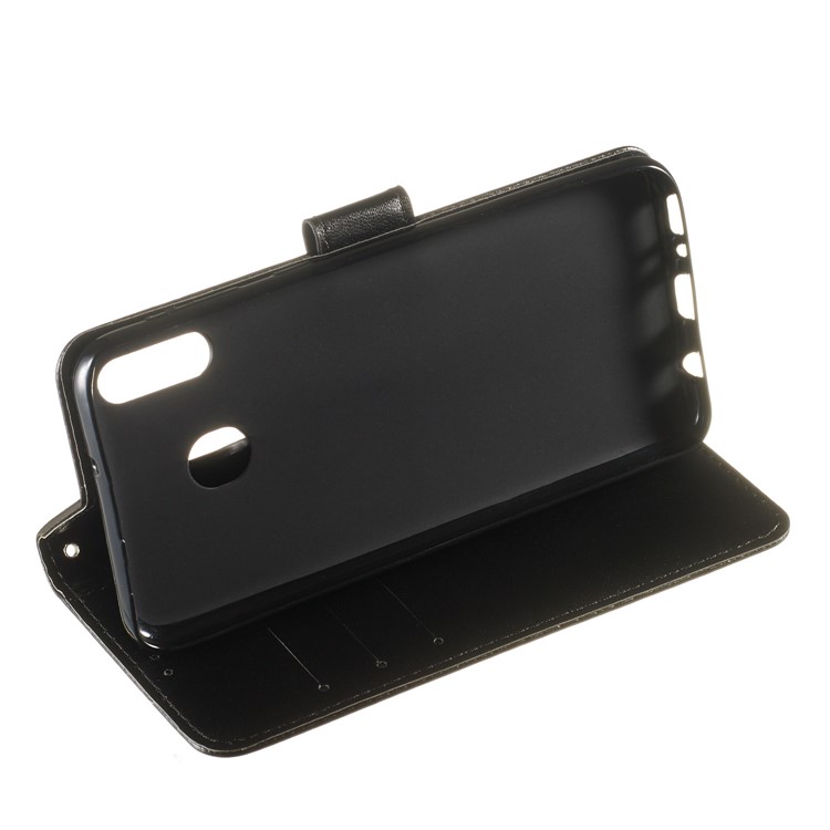 Solid Color Leather Wallet Stand Phone Case Cover for Samsung Galaxy M20 - Black-9