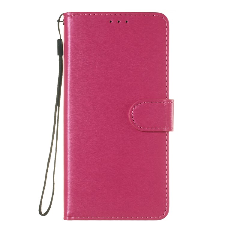 Solid Color Leather Wallet Stand Phone Case Cover for Samsung Galaxy M20 - Rose-2