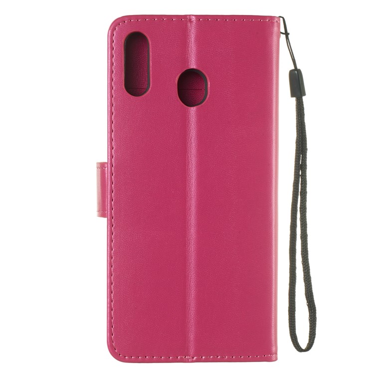 Solid Color Leather Wallet Stand Phone Case Cover for Samsung Galaxy M20 - Rose-3