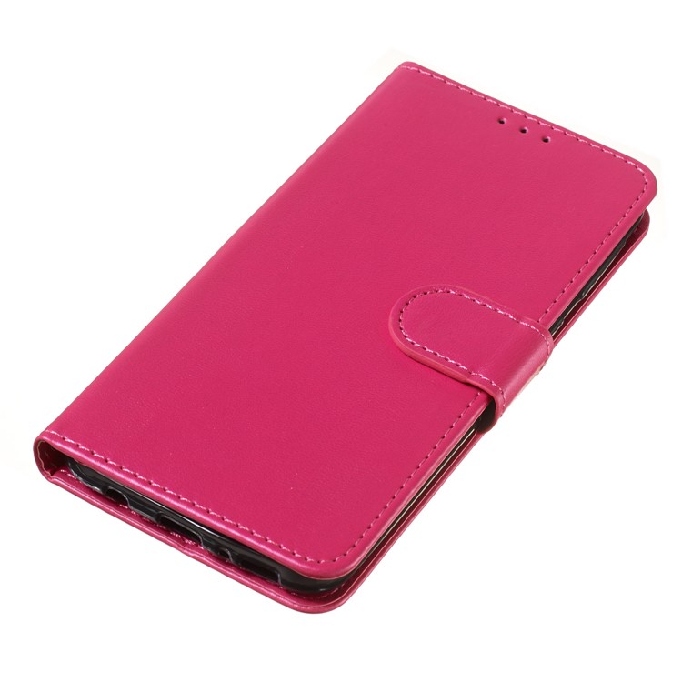 Solid Color Leather Wallet Stand Phone Case Cover for Samsung Galaxy M20 - Rose-8