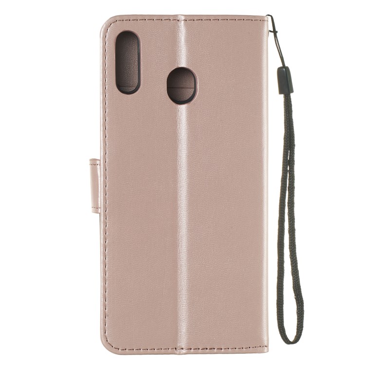 Сплошной Цвет Кожаный Кошелек Подставка Для Телефона Чехол Для Samsung Galaxy M20 - Розовое Золото-3