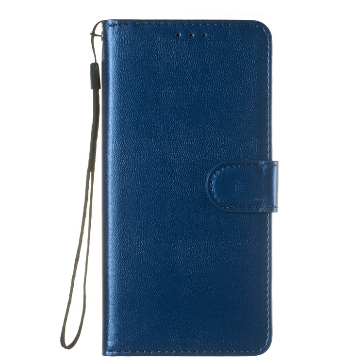 Solid Color Leather Wallet Stand Phone Case Cover for Samsung Galaxy M20 - Blue-2