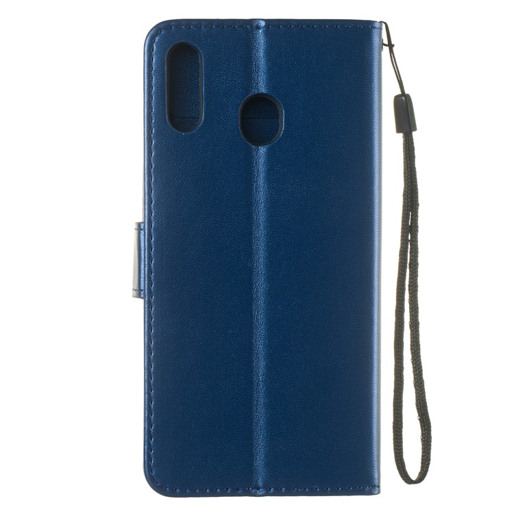 Solid Color Leather Wallet Stand Phone Case Cover for Samsung Galaxy M20 - Blue-3