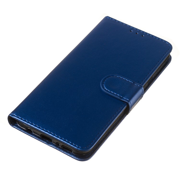 Solid Color Leather Wallet Stand Phone Case Cover for Samsung Galaxy M20 - Blue-8
