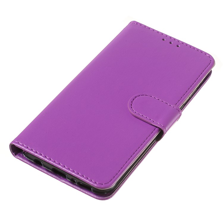 Solid Color Leather Wallet Stand Phone Case Cover for Samsung Galaxy M20 - Purple-8