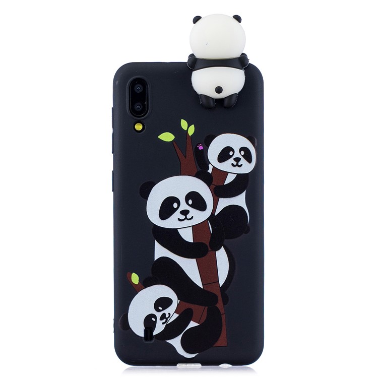 3D Animal Doll Pattern TPU Gel Protective Phone Cover for Samsung Galaxy M10 - Three Pandas-2
