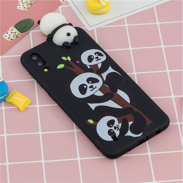 3D Animal Doll Pattern TPU Gel Protective Phone Cover for Samsung Galaxy M10 - Three Pandas-6