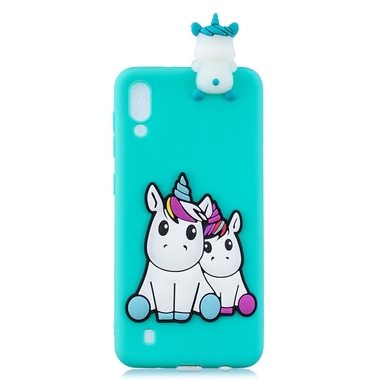 3D Modello Di Bambola Animale Custodia Protettiva In Gel TPU Per Samsung Galaxy M10 - Coppia Unicorni-2