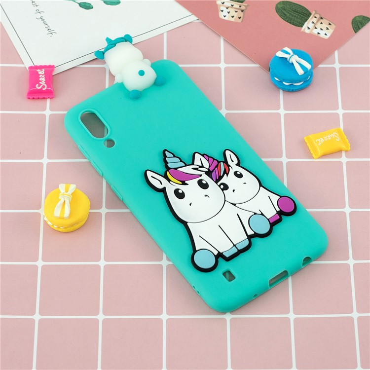 3D Modello Di Bambola Animale Custodia Protettiva In Gel TPU Per Samsung Galaxy M10 - Coppia Unicorni-6
