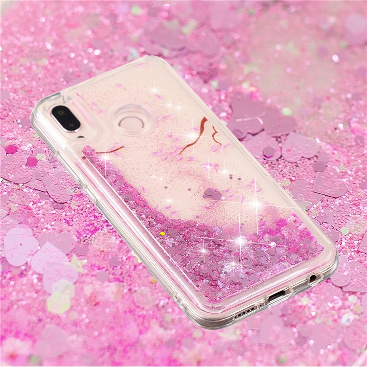 Moving Glitter Powder Sequins Patterned TPU Case for Samsung Galaxy M20 - Petals-2