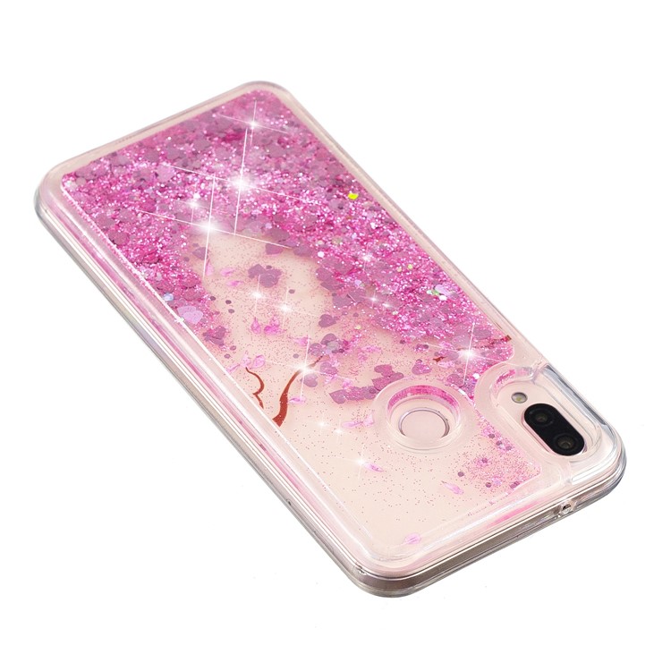 Moving Glitter Powder Sequins Patterned TPU Case for Samsung Galaxy M20 - Petals-3