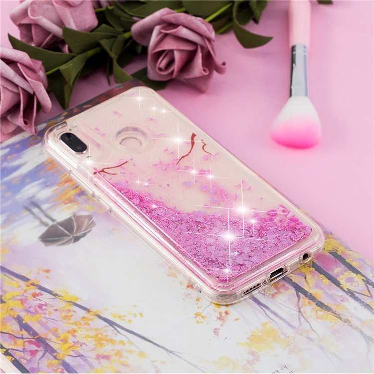 Moving Glitter Powder Sequins Patterned TPU Case for Samsung Galaxy M20 - Petals-4