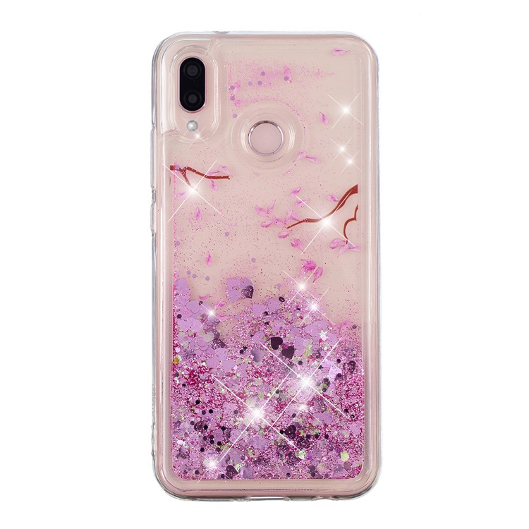 Moving Glitter Powder Sequins Patterned TPU Case for Samsung Galaxy M20 - Petals-5