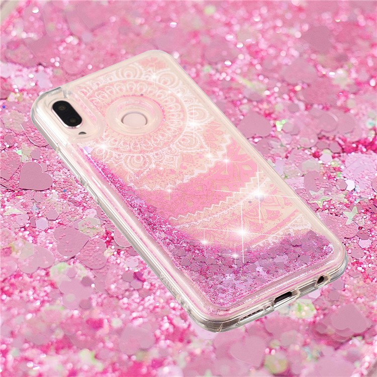 Moving Glitter Powder Sequins Patterned TPU Case for Samsung Galaxy M20 - Mandala-3
