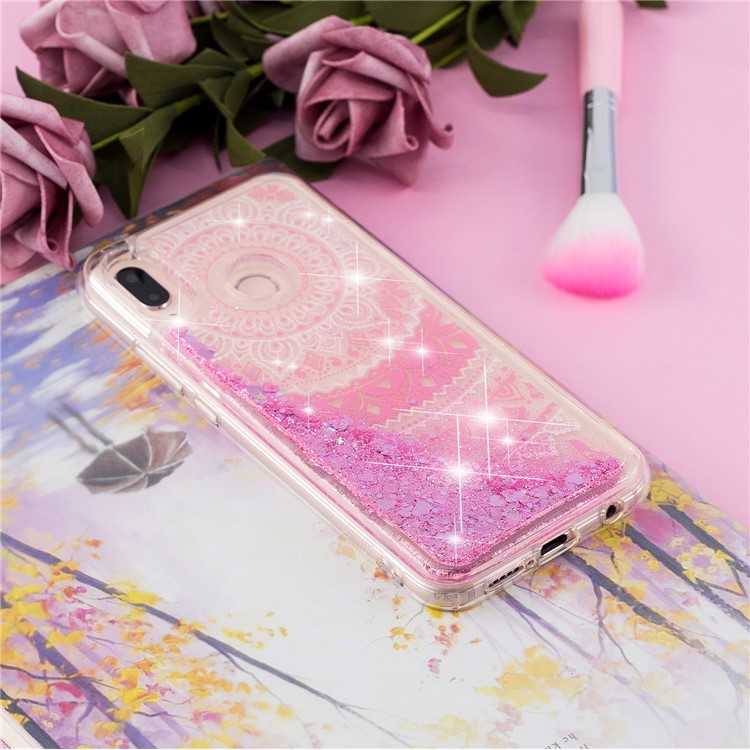 Moving Glitter Powder Sequins Patterned TPU Case for Samsung Galaxy M20 - Mandala-5