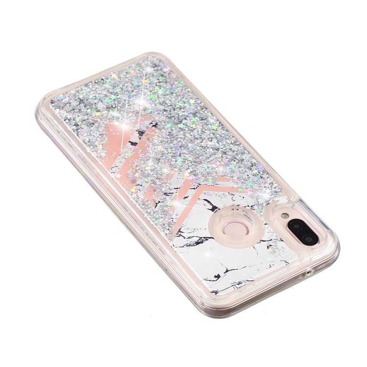 Moving Glitter Powder Sequins Patterned TPU Case for Samsung Galaxy M20 - Marble Pattern-3