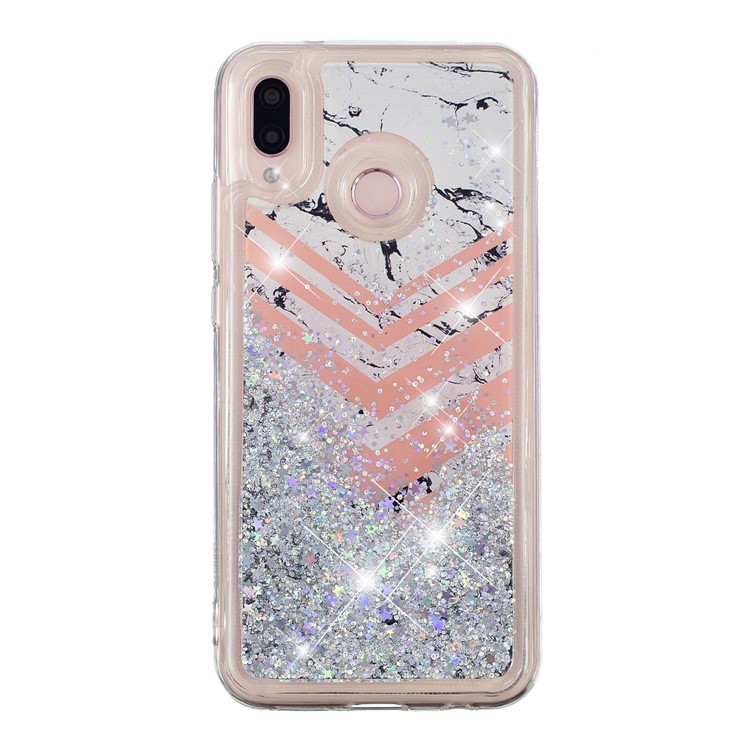 Moving Glitter Powder Sequins Patterned TPU Case for Samsung Galaxy M20 - Marble Pattern-5