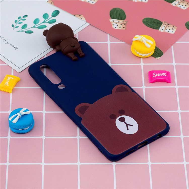 3D Animal Boneca Padrão Macio TPU Phone Case Para Samsung Galaxy A70 - Urso-6