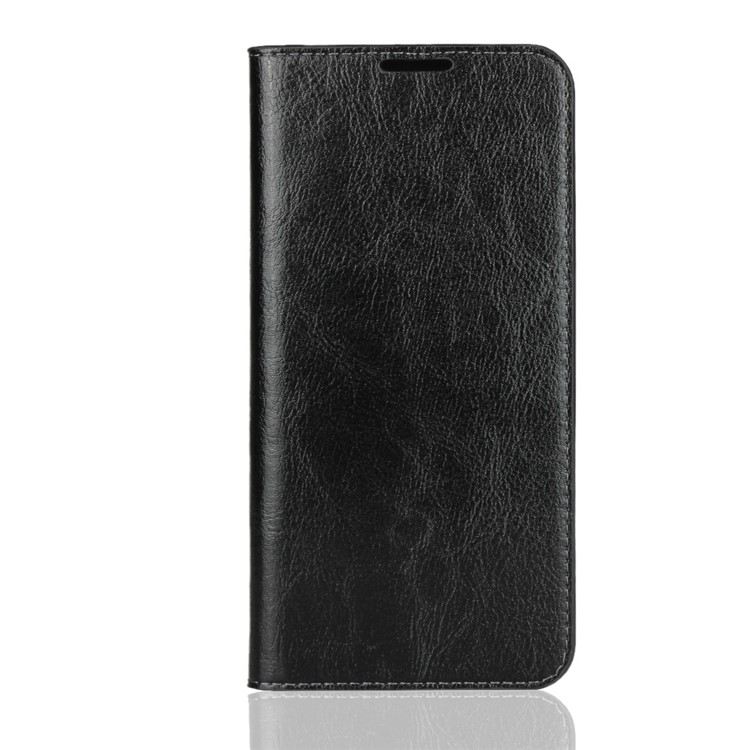 Crazy Horse Wallet Stand Genuine Leather Case for Samsung Galaxy M20 - Black-2