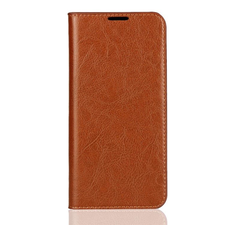 Crazy Horse Wallet Stand Genuine Leather Case for Samsung Galaxy M20 - Brown-2