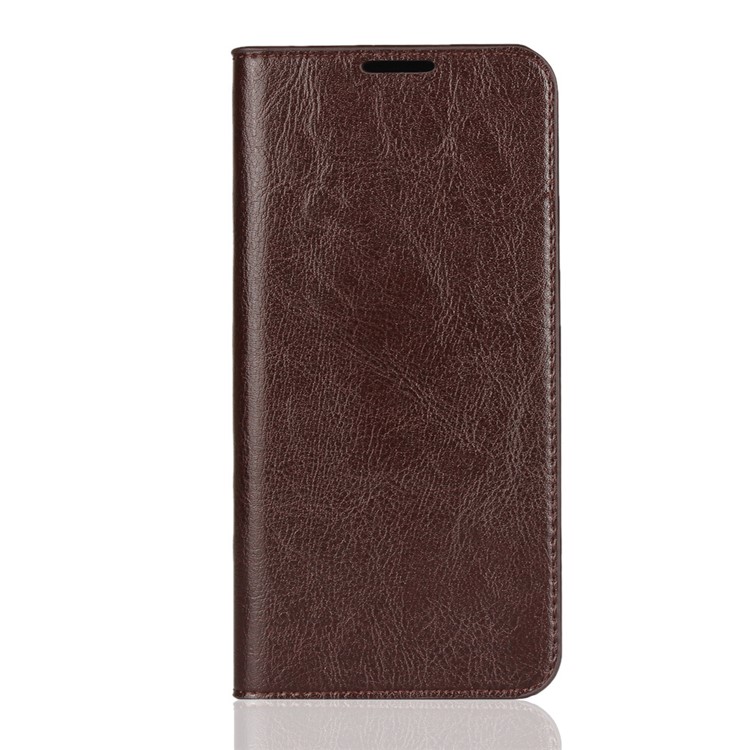 Crazy Horse Wallet Stand Genuine Leather Case for Samsung Galaxy M20 - Coffee-2