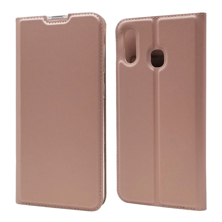 Magnetic Adsorption Leather Card Slot Case for Samsung Galaxy A30 / A20 - Rose Gold-2