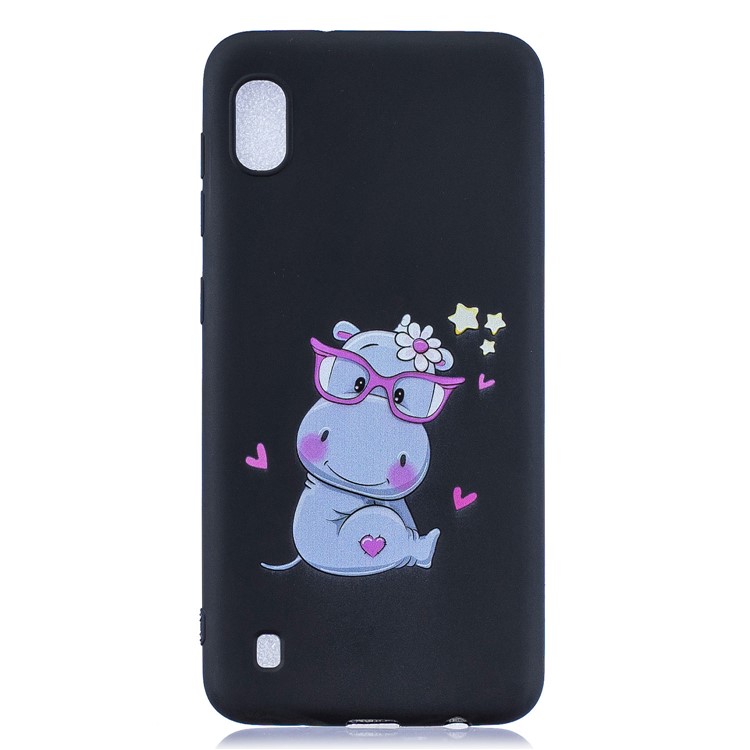 Pattern Printing Soft TPU Gel Protective Case with Silicone Strap for Samsung Galaxy A10 - Black-3