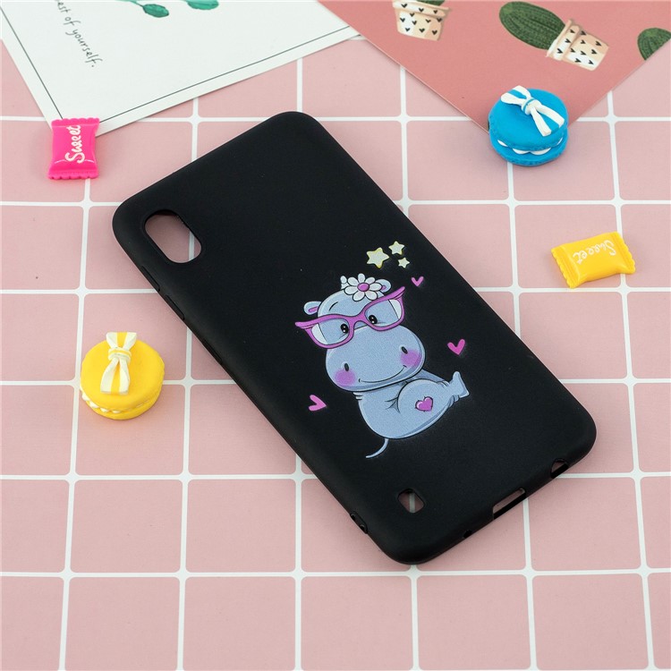 Pattern Printing Soft TPU Gel Protective Case with Silicone Strap for Samsung Galaxy A10 - Black-9