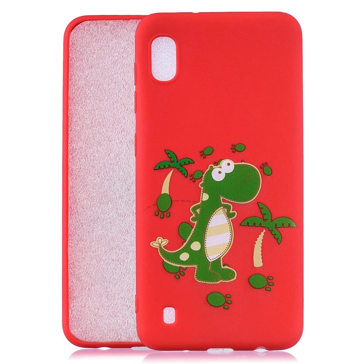 Pattern Printing Soft TPU Gel Protective Case with Silicone Strap for Samsung Galaxy A10 - Red-2